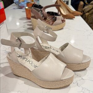 Calvin Klein Women's Beige Wedge Sandals